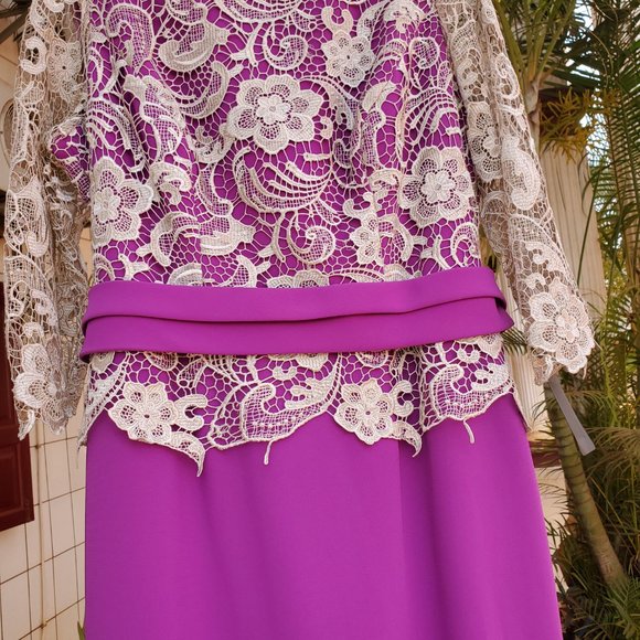 Ana Torres Fuchsia Column Mother of the Bride Dress | Elegant Formal Evening Gow - Picture 3 of 12